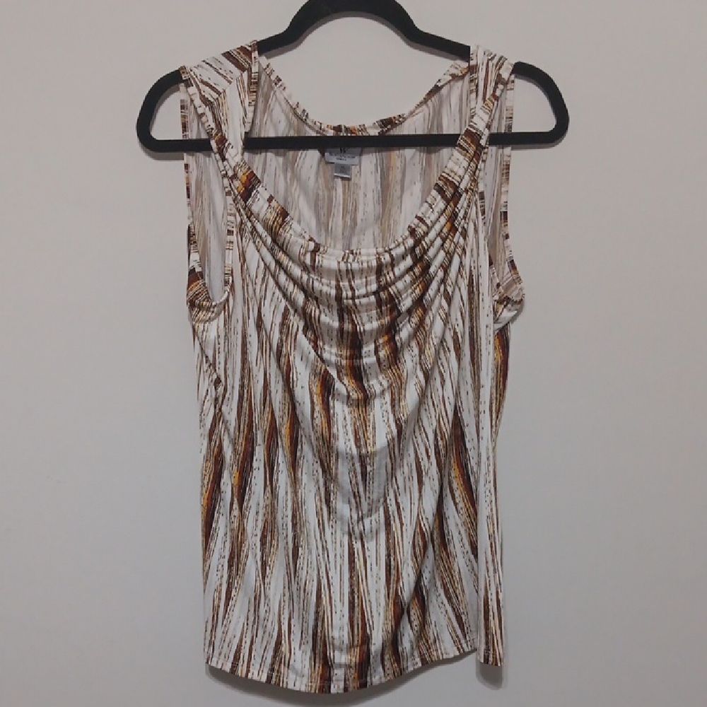 Brown and Cream White Patterned Blouse